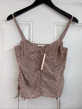 Blush Floral Camisole Top - Brown and White